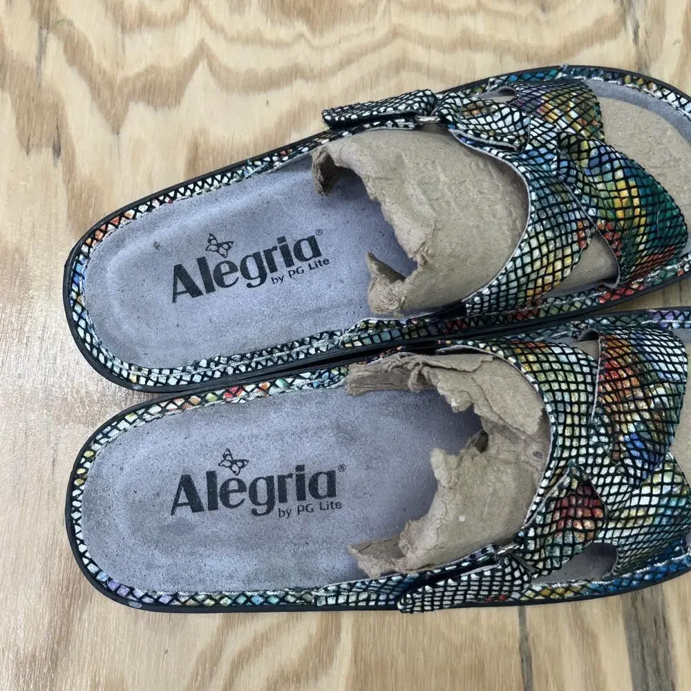 Alegria Sandals Womens Size 38 Floral Multi Color Comfort Leather Shoes